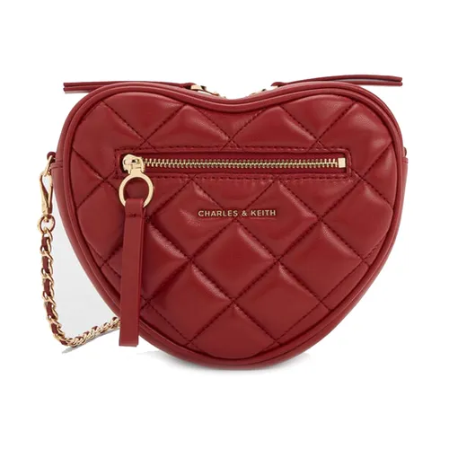 Túi Đeo Chéo Nữ Charles & Keith CNK Paffuto Quilted Heart Crossbody Bag - Tomato Red CK2-80151641 Màu Đỏ