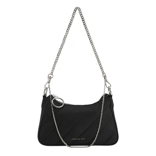 Túi Đeo Chéo Nữ Charles & Keith CNK Philomena Chain-Strap Crossbody Bag CK2-80151347-1 Noir Màu Đen