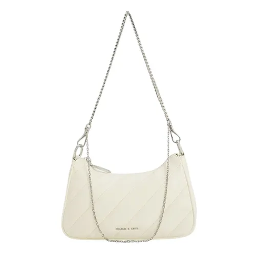 Túi Đeo Chéo Nữ Charles & Keith CNK Philomena Puffy Chain-Strap Crossbody Bag Cream Màu Trắng Kem