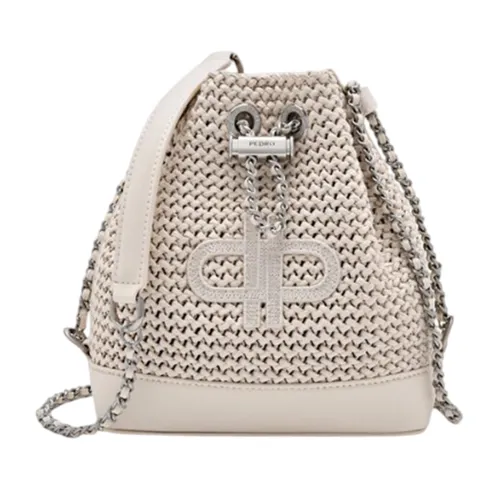 Túi Đeo Chéo Nữ Pedro Icon Raffia Mini Drawstring Bag Powder PW2-15210022 Chalk Màu Trắng Ngà