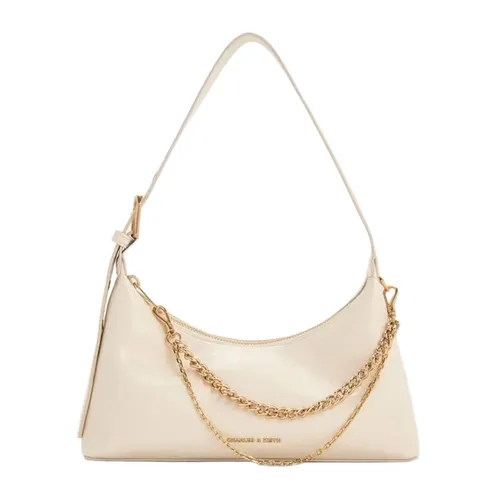 Túi Đeo Vai Nữ Charles & Keith Atwood Chain Embellished Shoulder Bag CK2-40782472 Màu Kem