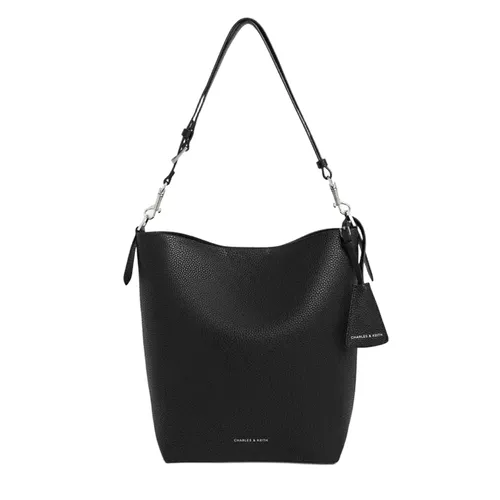 Túi Đeo Vai Nữ Charles & Keith Beryl Bucket Trapezoid Shoulder Bag Noir CK2-10151504_NOIR Màu Đen