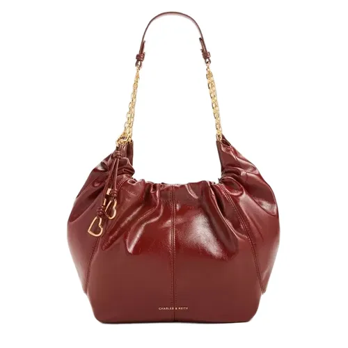 Túi Đeo Vai Nữ Charles & Keith Ciara Ruched Shoulder Bag Ciara Ruched CK2-40151610 Màu Đỏ Burgundy
