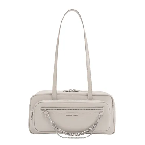 Túi Đeo Vai Nữ Charles & Keith CNK Atwood Chain Elongated Shoulder Bag - Shell Grey CK2-20671897 Màu Xám