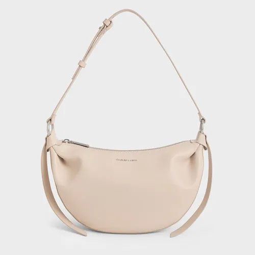 Túi Đeo Vai Nữ Charles & Keith CNK Calla Half-Moon Bag - Oat  CK2-20671663 Màu Kem