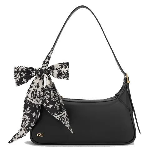 Túi Đeo Vai Nữ Charles & Keith CNK Cerese Leather Scarf-Handle Shoulder Bag - Black SL2-20671849 Màu Đen