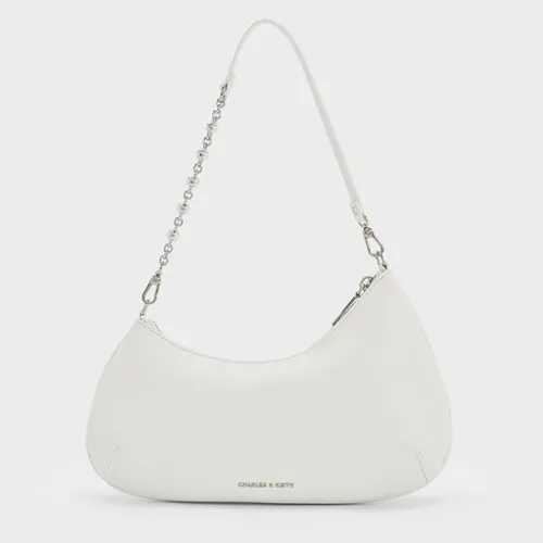 Túi Đeo Vai Nữ Charles & Keith CNK Dion Chain-Handle Asymmetric Shoulder Bag - White CK2-20782764_WHITE Màu Trắng