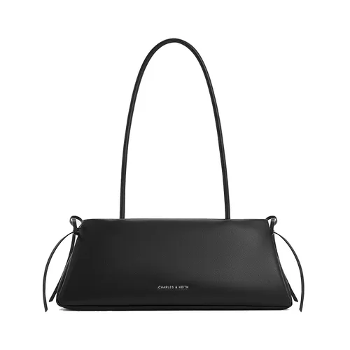 Túi Đeo Vai Nữ Charles & Keith CNK Hazel Bow Elongated Trapeze Shoulder Bag - Noir CK2-20160193 Màu Đen