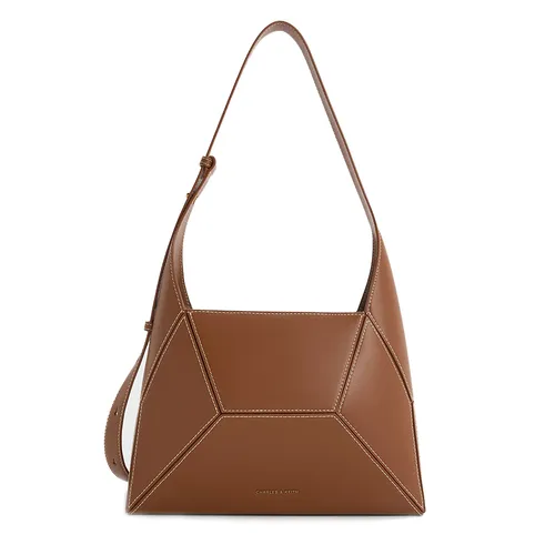 Túi Đeo Vai Nữ Charles & Keith CNK Nasrin Geometric Hobo Bag - Chocolate CK2-20782790 Màu Nâu