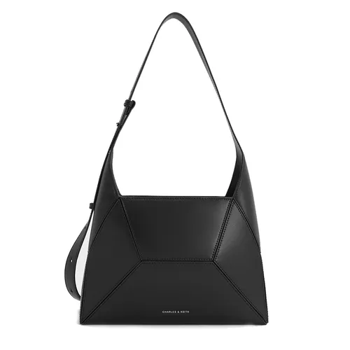 Túi Đeo Vai Nữ Charles & Keith CNK Nasrin Geometric Hobo Bag - Noir CK2-20782790 Màu Đen