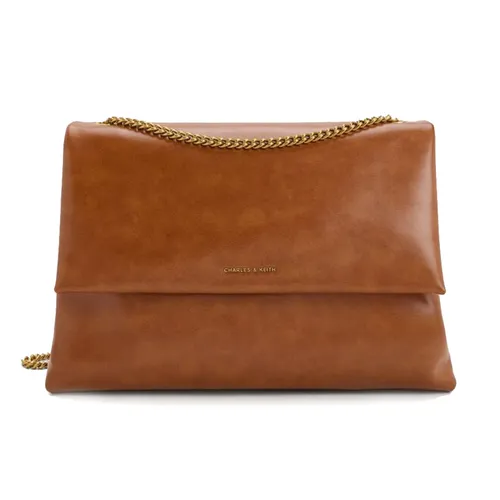 Túi Đeo Vai Nữ Charles & Keith CNK Sianna Chain-Handle Shoulder Bag - Distressed Tan CK2-20271514 Màu Nâu