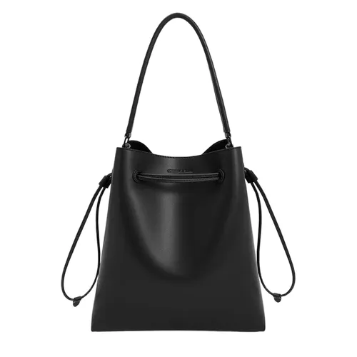 Túi Đeo Vai Nữ Charles & Keith Drawstring Hobo Jet Shoulder Bag Black CK2-40780136 Màu Đen