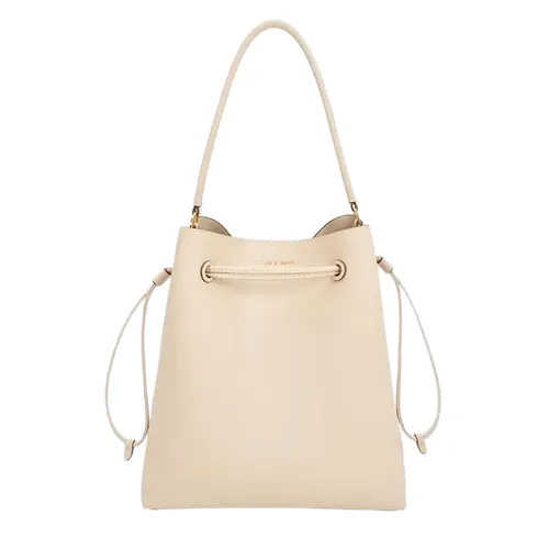 Túi Đeo Vai Nữ Charles & Keith Drawstring Hobo Shoulder Bag CK2-40780136 Màu Be