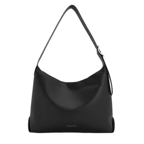 Túi Đeo Vai Nữ Charles & Keith Larsen Buckle Strap Hobo Bag Noir Shoulder Bag CK2-40782736 Màu Đen