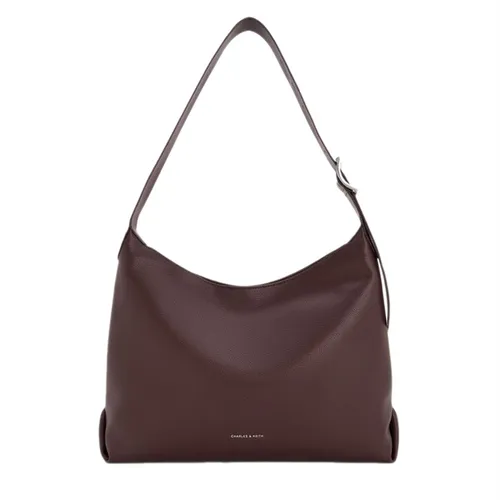 Túi Đeo Vai Nữ Charles & Keith Larsen Buckle Strap Hobo Bag Plum Shoulder Bag CK2-40782736 Màu Đỏ Tím