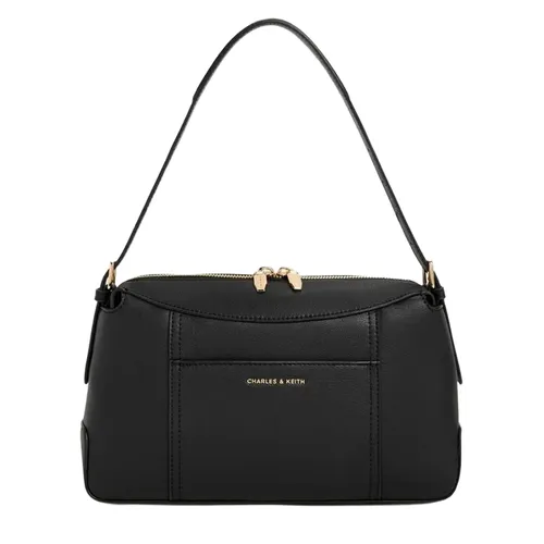 Túi Đeo Vai Nữ Charles & Keith Roan Trapezoid Shoulder Bag Black CK2-51200038_BLACK Màu Đen