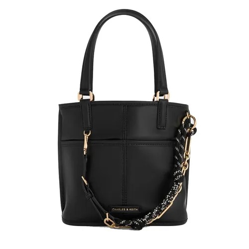 Túi Tote Nữ Charles & Keith CNK Addison Knotted Rope Double Handle Black CK2-30671765 Màu Đen