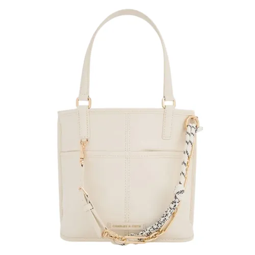 Túi Tote Nữ Charles & Keith CNK Addison Knotted-Rope Double-Handle CK2-30671765 Màu Kem