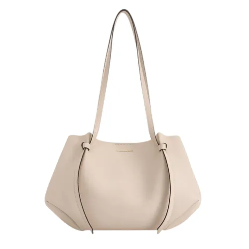 Túi Tote Nữ Charles & Keith CNK Calla Tote Bag Gray And White CK2-30671662 Màu Xám Trắng