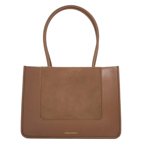 Túi Tote Nữ Charles & Keith CNK Daylla Rectangular Bag Mocha Brown CK2-31200033-2 Màu Nâu