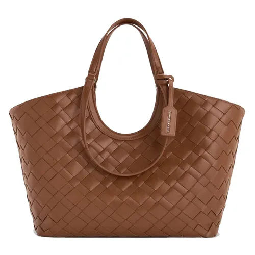 Túi Tote Nữ Charles & Keith CNK Ivette Woven Trapezoid Bag Chocolate CK2-30701583 Màu Nâu