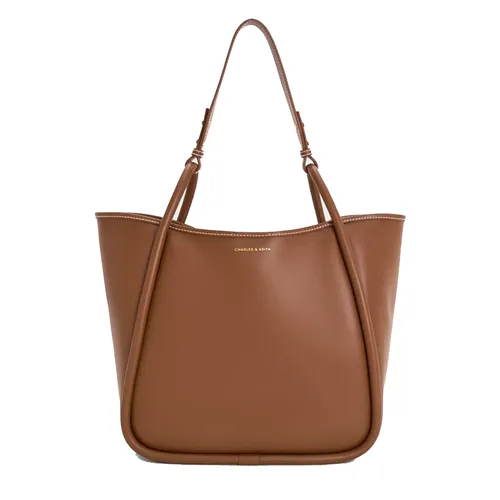 Túi Tote Nữ Charles & Keith CNK Lyla Tubular Slouchy Trapezoid Tote Bag Chocolate CK2-30781483 Màu Nâu