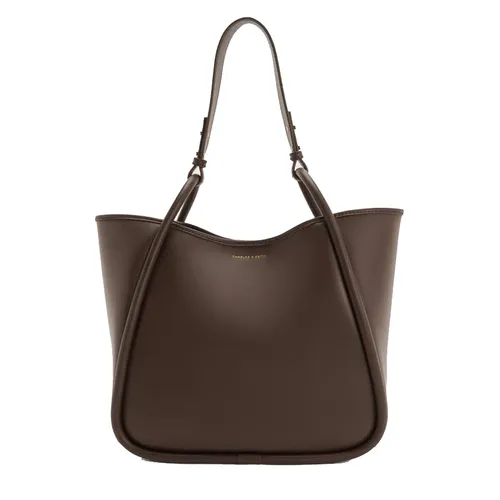 Túi Tote Nữ Charles & Keith CNK Lyla Tubular Slouchy Trapezoid Tote Bag Dark Brown CK2-30781483 Màu Nâu Sẫm