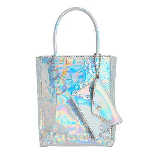 Túi Tote Nữ Charles & Keith CNK Matina Holographic Crinkle-Effect Elongated Prism Silver CK2-30782347 Màu Bạc