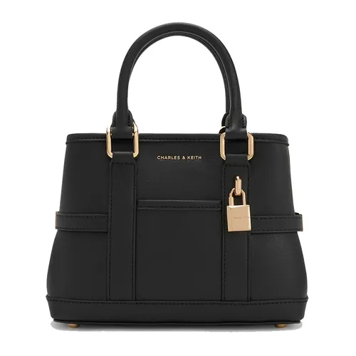 Túi Tote Nữ Charles & Keith CNK Mini Scottie Trapezoid Tote Bag Black CK2-30782784 Màu Đen