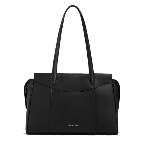 Túi Tote Nữ Charles & Keith CNK Raon Trapezoid Bag Black CK2-31200037 Màu Đen