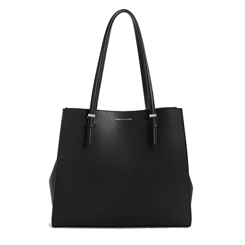 Túi Tote Nữ Charles & Keith CNK Sansa Trapezoid Shaped Bag Noir CK2-30782357 Màu Đen