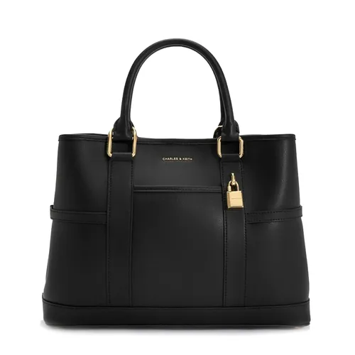 Túi Tote Nữ Charles & Keith CNK Scottie Tote Bag - Black CK2-30840655_BLACK_L Màu Đen