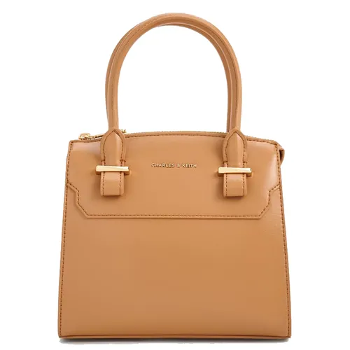 Túi Tote Nữ Charles & Keith CNK Temmie Structured Bag Beige Brown CK2-30782435 Màu Nâu Be