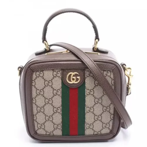 Túi Xách Nữ Gucci Ophidia Zip Around Top Handle Bag GG Coated Canvas With Leather Mini Satchel Màu Be Nâu
