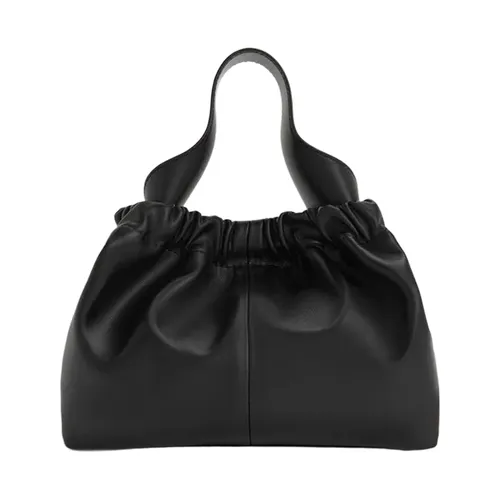 Túi Xách Tay Nữ Charles & Keith Ally Ruched Trapezoid Handbag Black CK2-10151320_BLACK Màu Đen