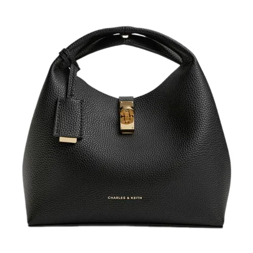 Túi Xách Tay Nữ Charles & Keith Chance Rotating Lock Handbag Black CK2-10701618_BLACK Màu Đen