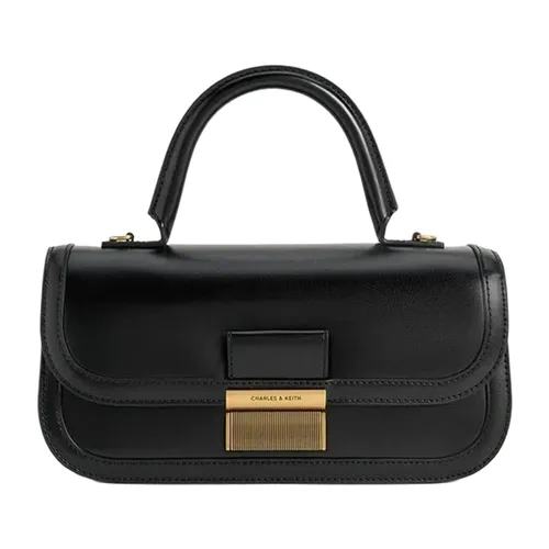 Túi Xách Tay Nữ Charles & Keith Charlotte Elongated Rectangular Handbag Black CK2-50271462_BLACK Màu Đen
