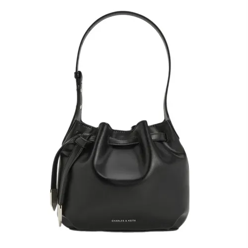 Túi Xách Tay Nữ Charles & Keith Clementine Metallic Accent Noir CK2-10271627_NOIR Màu Đen