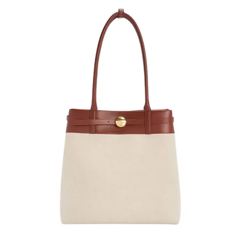 Túi Xách Tay Nữ Charles & Keith CNK Behn Canvas Belted Rectangular Bag Brick CK2-30271710-1 Màu Be Nâu