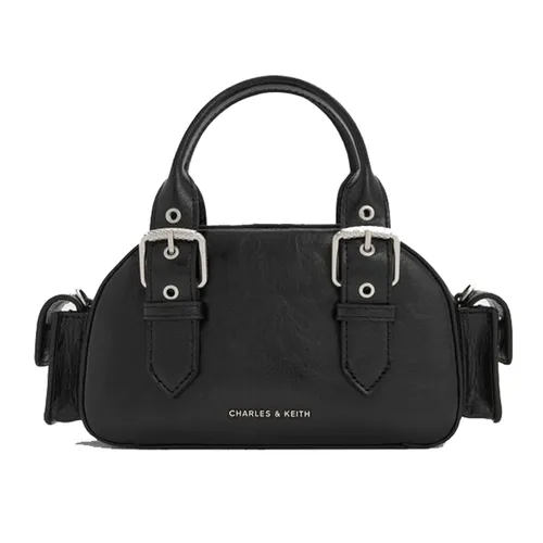 Túi Xách Tay Nữ Charles & Keith CNK Blaise Metallic Buckle Strap Shoulder Bag Noir CK2-30770735 Màu Đen