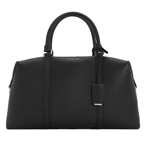 Túi Xách Tay Nữ Charles & Keith CNK Chance Recycled Leather Trapezoid Handbag Black CK2-30151590 Màu Đen