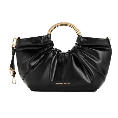 Túi Xách Tay Nữ Charles & Keith CNK Ciara Pleated Handbag Black CK2-30151611 Màu Đen