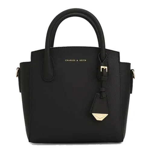 Túi Xách Tay Nữ Charles & Keith CNK Double Handle Trapeze Handbag Black CK2-30271265 Màu Đen