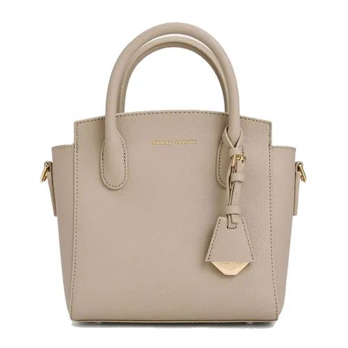 Túi Xách Tay Nữ Charles & Keith CNK Double Handle Trapeze Handbag Gray Brown CK2-30271265 Màu Nâu Xám