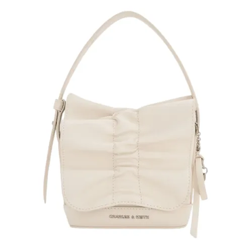 Túi Xách Tay Nữ Charles & Keith CNK Kadee Ruched Bow-Charm Mini Bag Cream CK6-40151554 Màu Kem