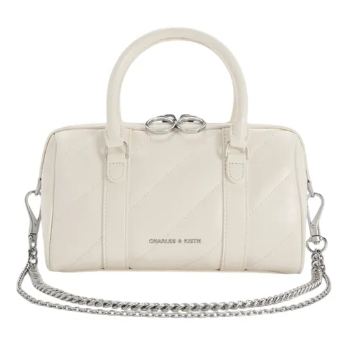 Túi Xách Tay Nữ Charles & Keith CNK Philomena Bowling Rectangular Shoulder Bag Cream CK2-30151559 Màu Kem