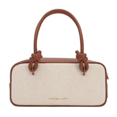 Túi Xách Tay Nữ Charles & Keith CNK Sammie Knotted Handle Handbag Taupe Canvas CK2-30271574-1 Màu Be Nâu