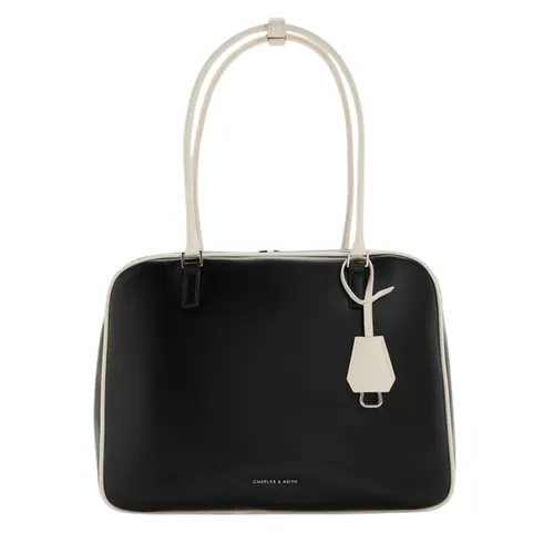 Túi Xách Tay Nữ Charles & Keith CNK Sianna Large Rectangular Shoulder Bag Multiple Colors CK2-30671861 Màu Đen Trắng