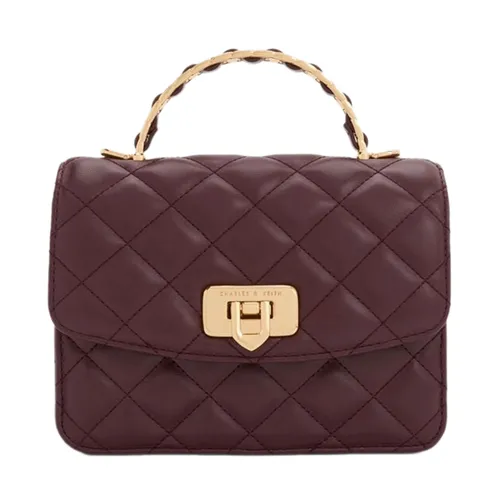 Túi Xách Tay Nữ Charles & Keith Cressida Quilted Rectangular Handbag Wineberry Red CK2-50701608_WB.RED Màu Đỏ Rượu