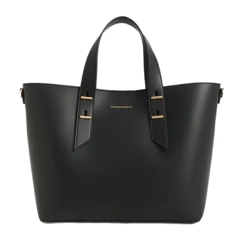 Túi Xách Tay Nữ Charles & Keith Metallic Accent Double Handle CK2-50782360_BLACK Màu Đen